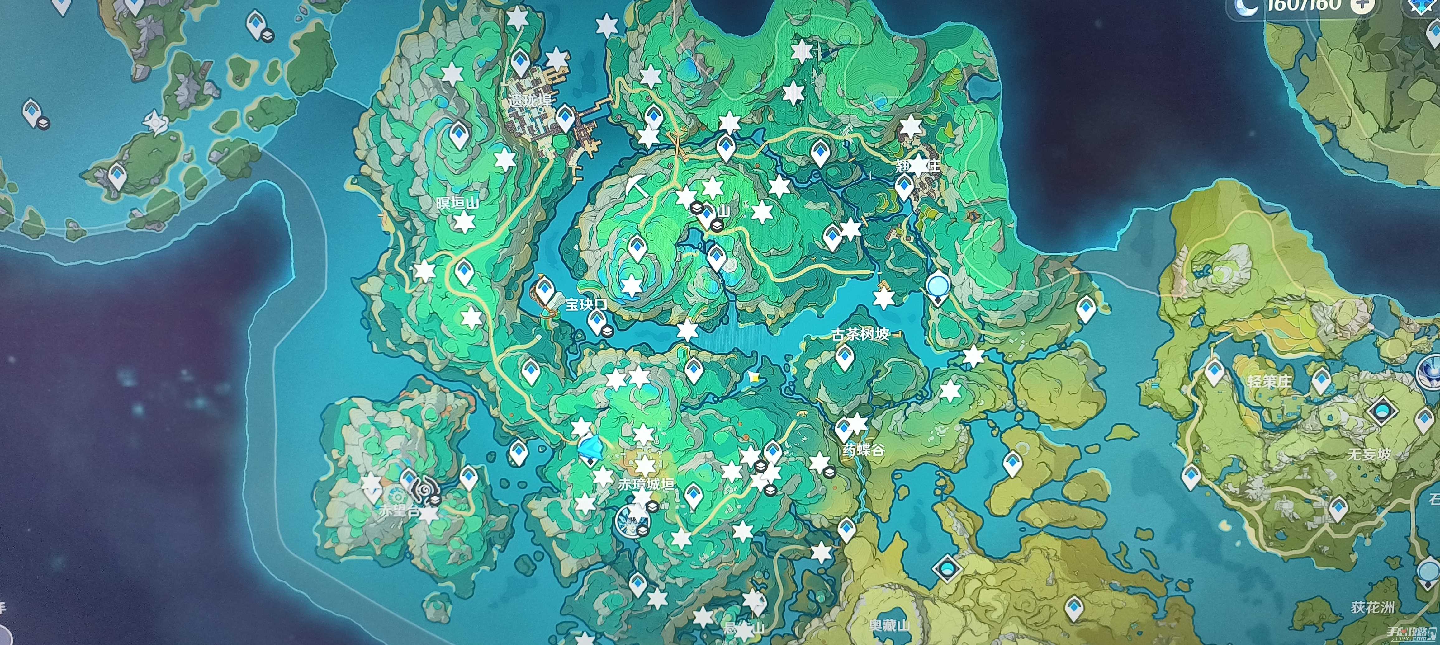 《原神》4.4沉玉谷50个苍灵鲤位置标记地图分享